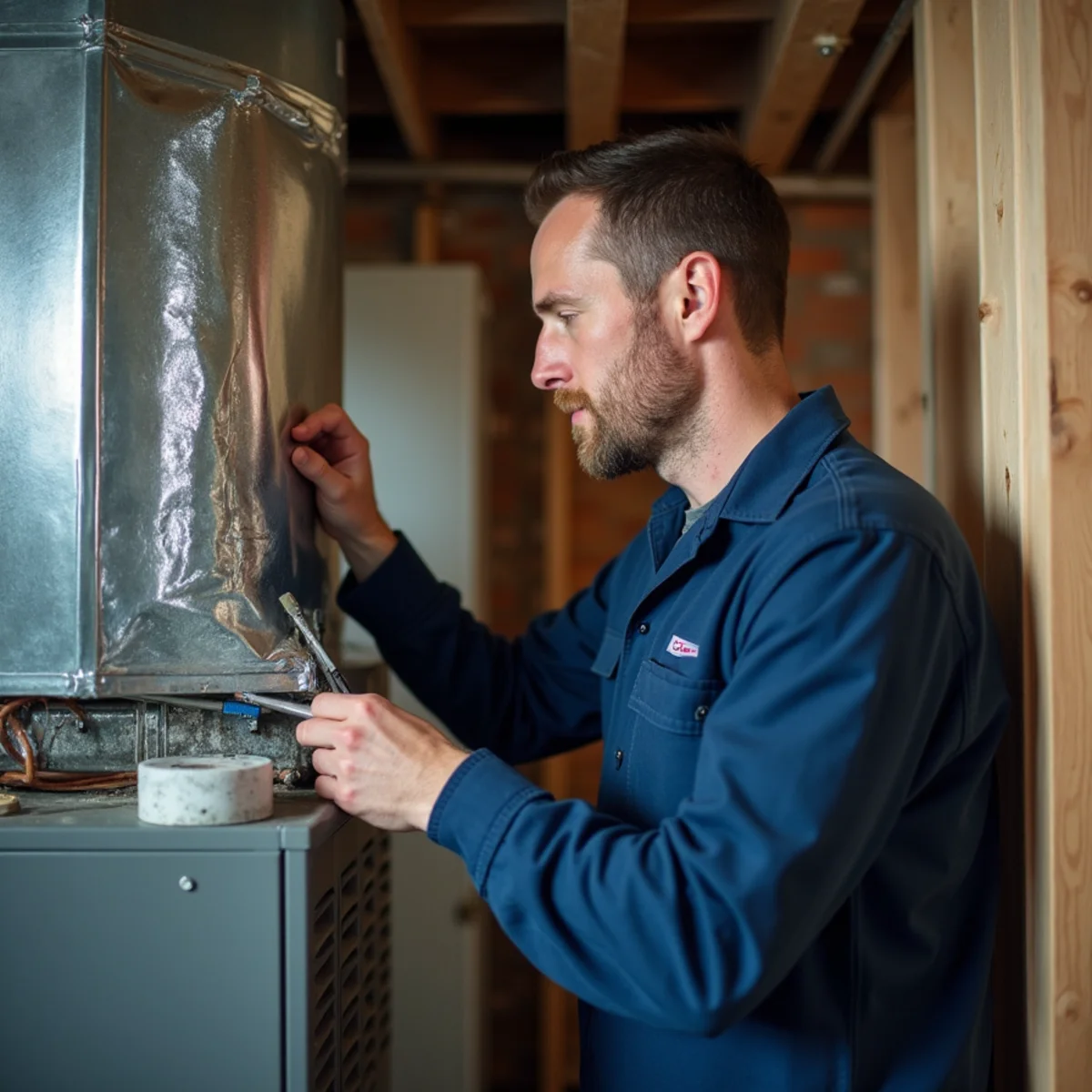 Installing cased evaporator A-coil and insulated transition plenum above furnace