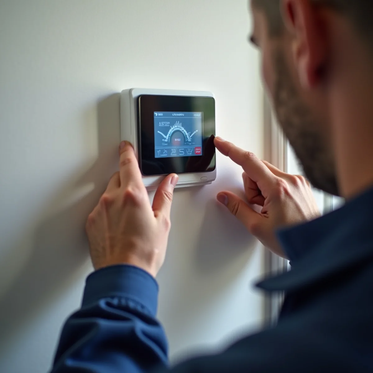 Thermostat display with fan switch toggled from continuous ON back to AUTO