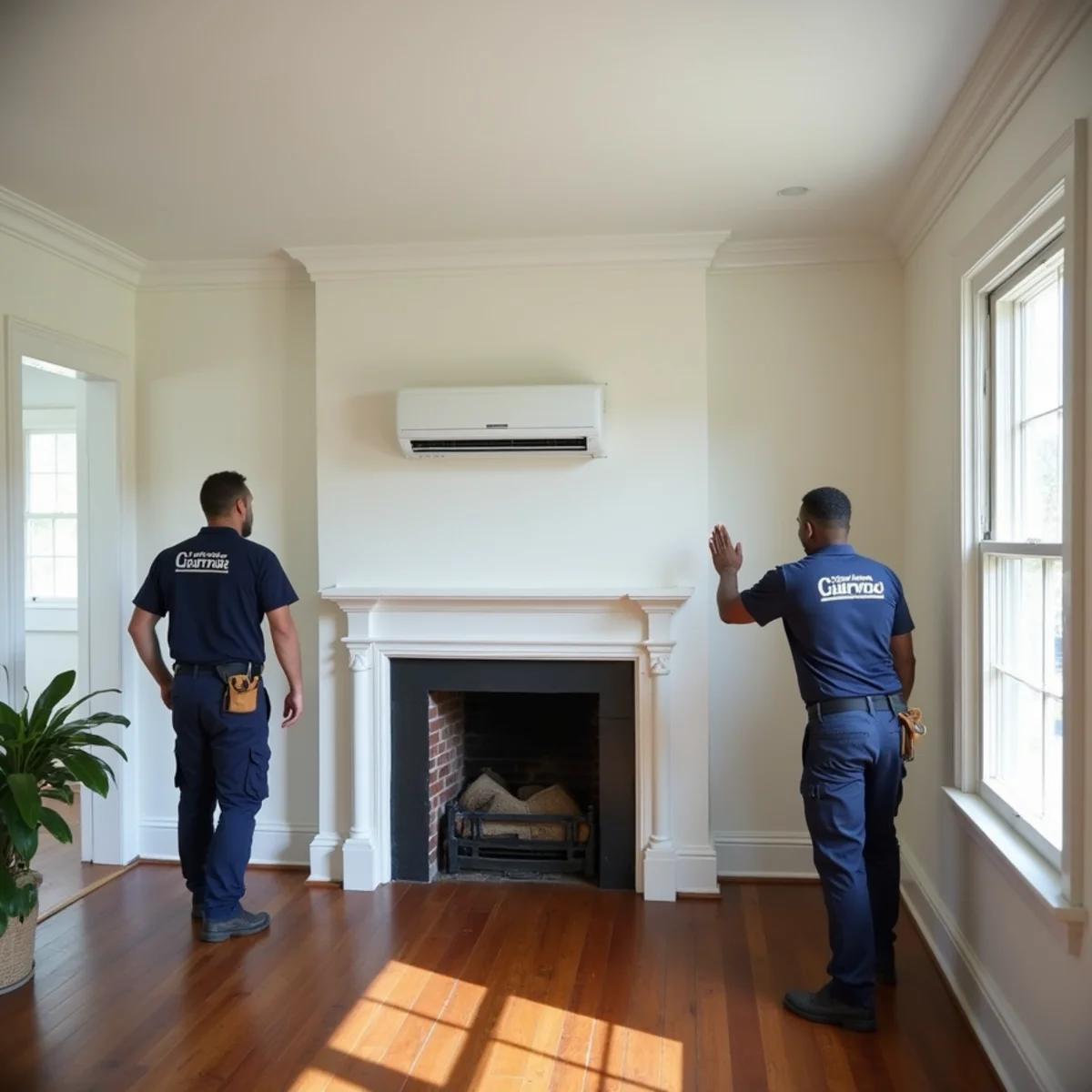 Architecturally unobtrusive ductless wall head mounted above historic window casing