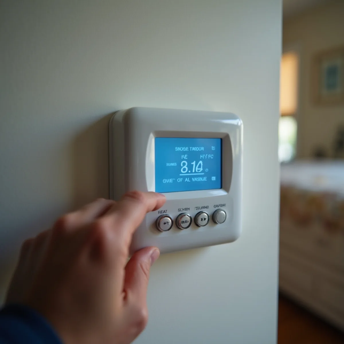Checking digital thermostat display mode and battery voltage during heating failure