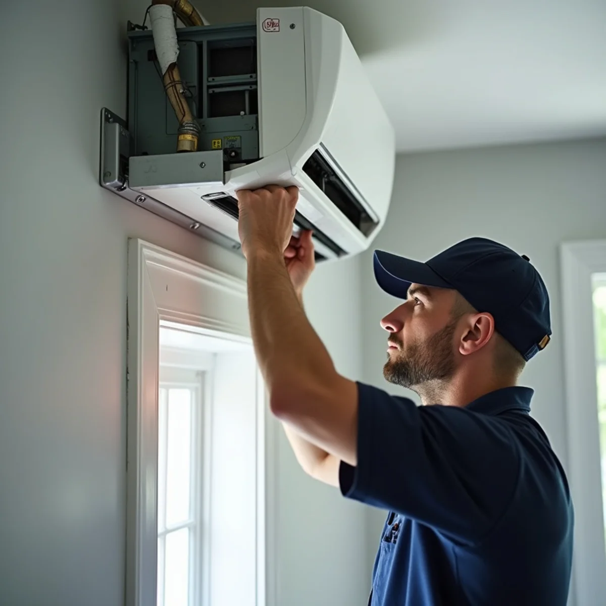 Mounting indoor ductless mini-split air handler bracket and flare refrigerant connections