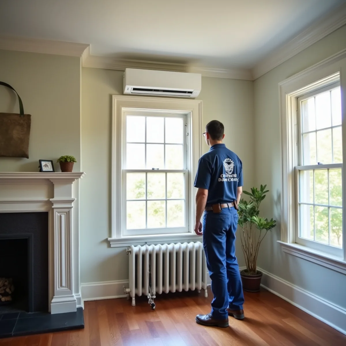 Sleek ductless heat pump indoor wall unit installed in a finished attic bedroom in Morristown NJ