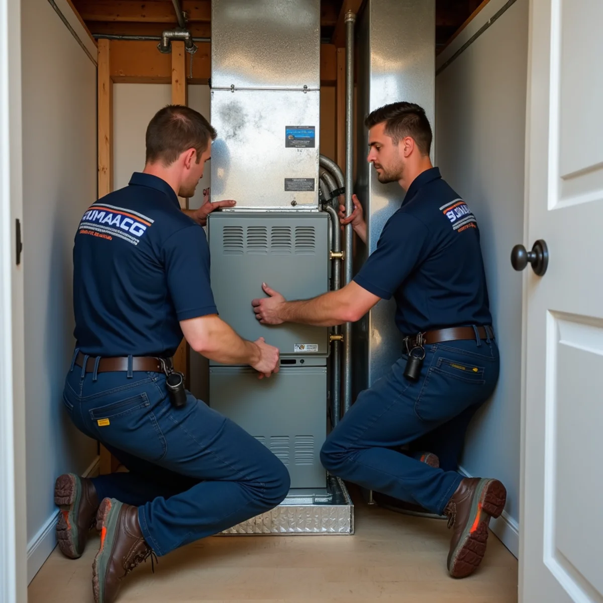 New high efficiency condensing gas boiler and furnace installation in Morris County NJ basement