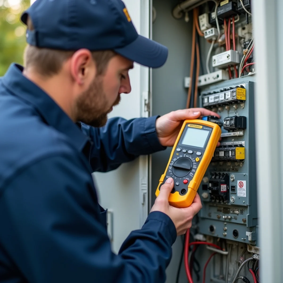 Measuring run capacitor microfarads and checking electrical contactor points for pitting