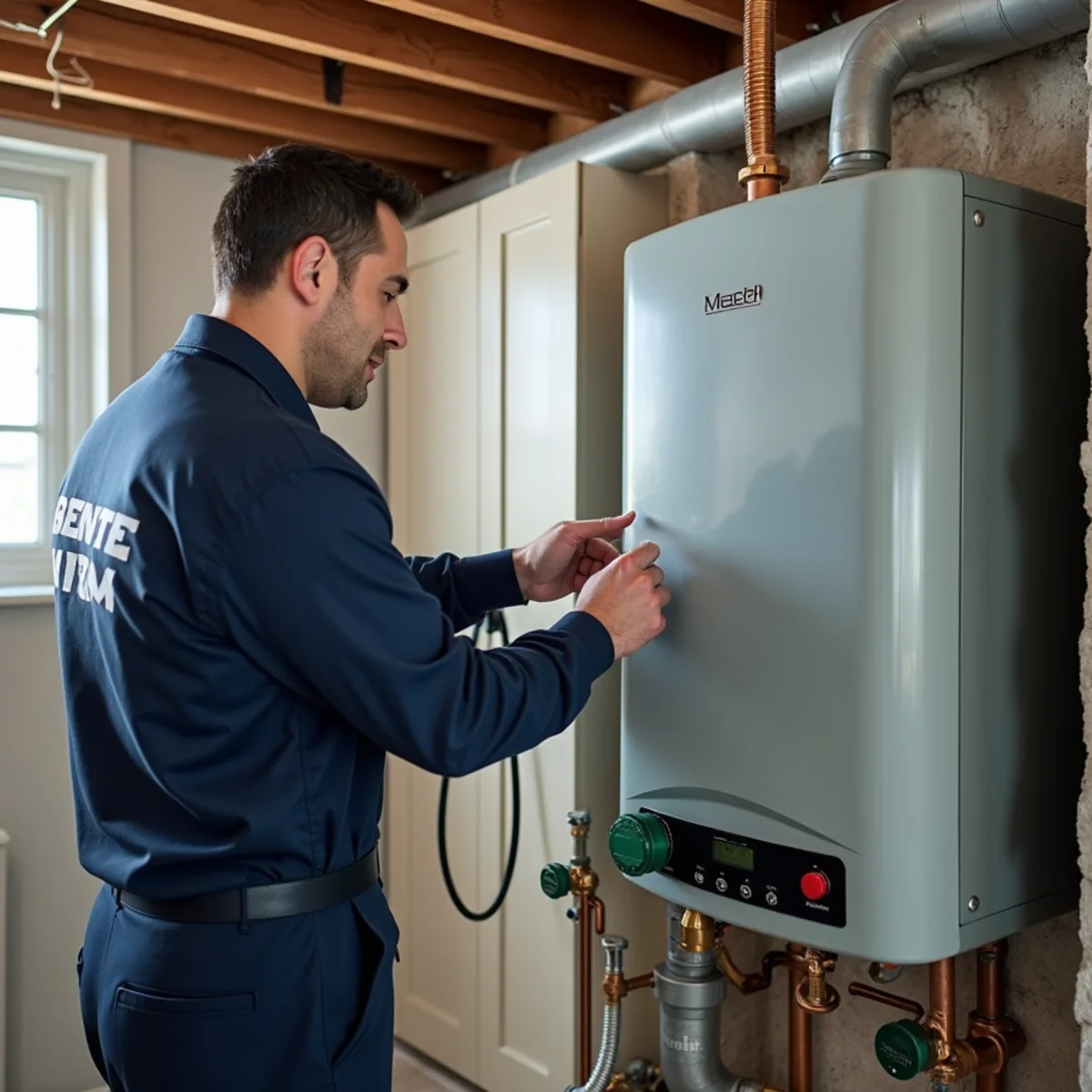 Modern high-efficiency hydronic boiler heating retrofit in Summit NJ basement